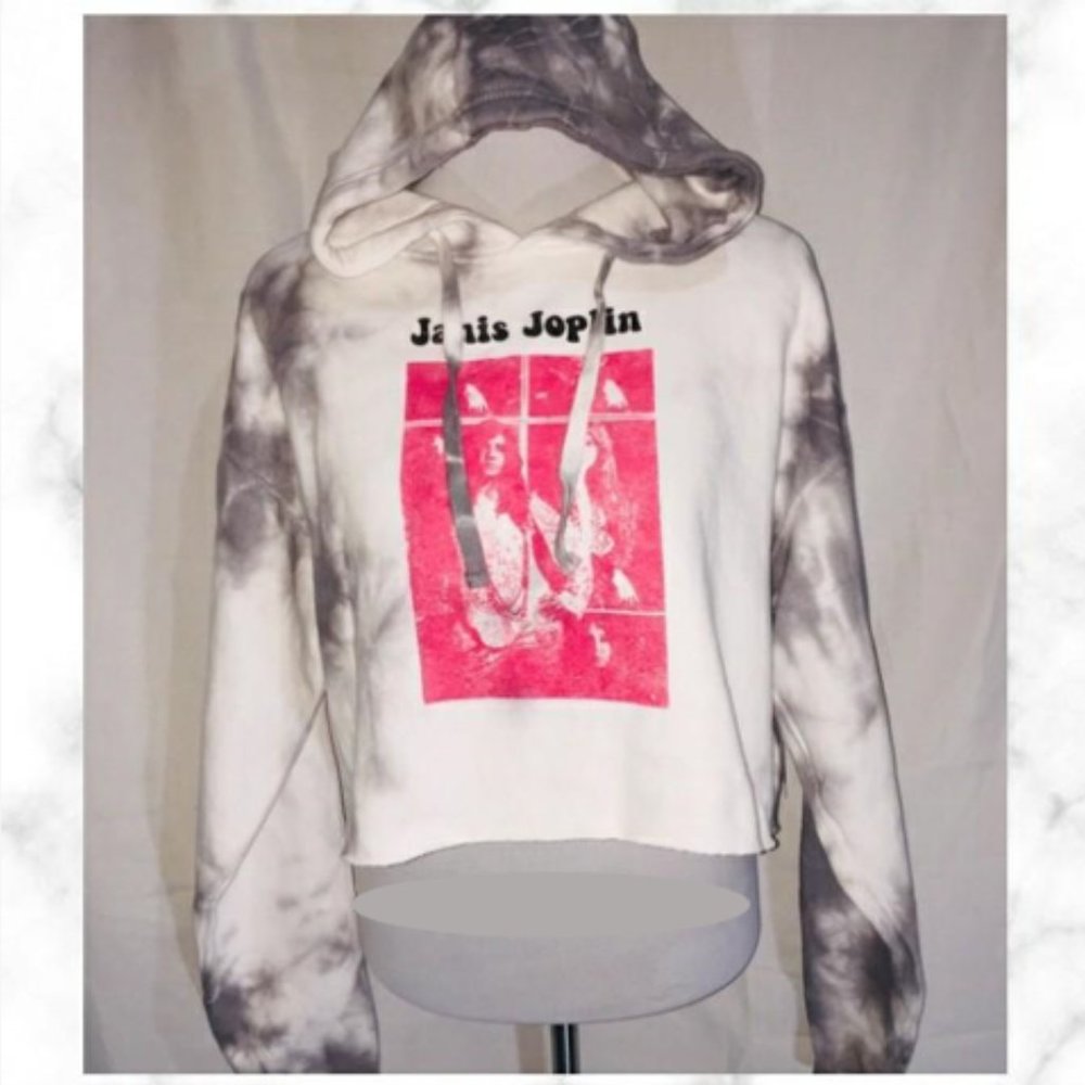 Forever 21 Janice Joplin Screen Print Crop Top Hoodie